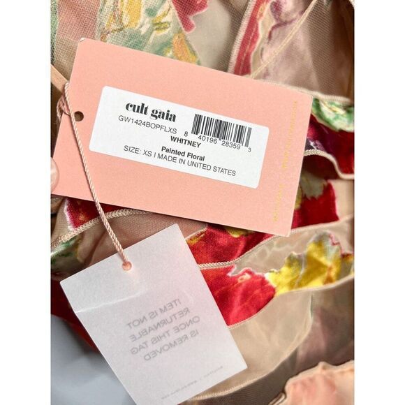 NWT Cult Gaia Whitney Gown Silk Floral Tiered Maxi Dress Size XS - Picture 10 of 13